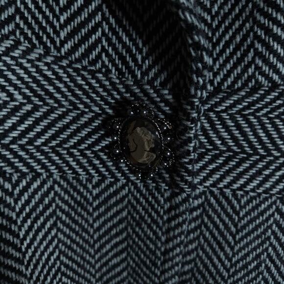 ECI New York Womens Blazer 14 Black White Herringbone Tweed Jacket Chic Workwear - Picture 6 of 15